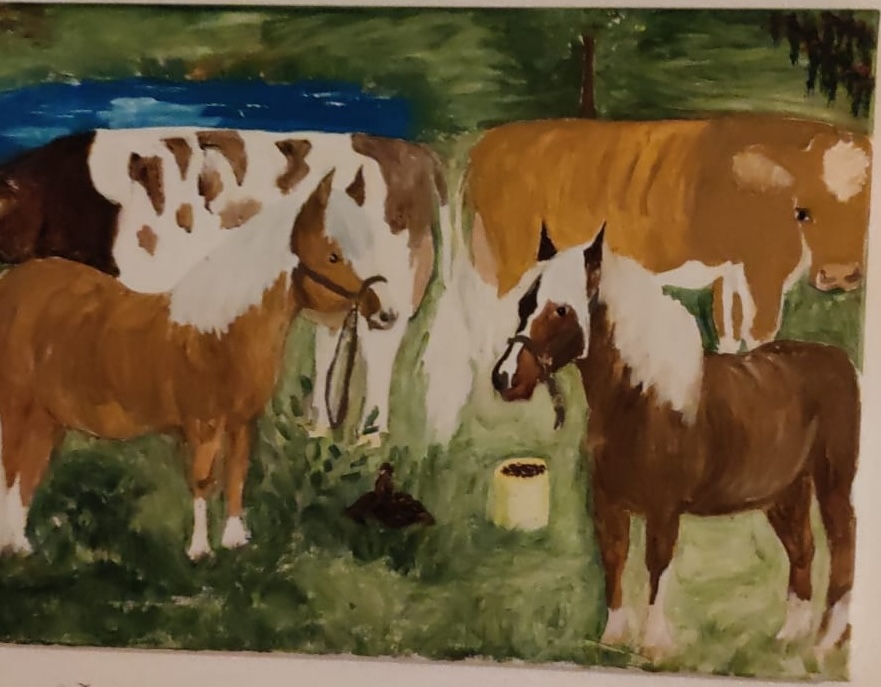 Schwarzwälder Pferde im Vordergrund